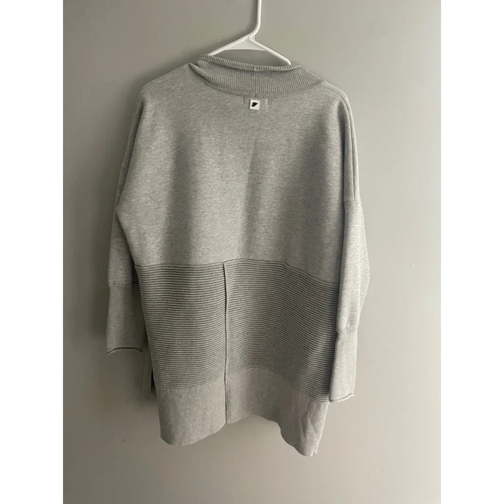 Fundamental Performance Womens XL Gray Fleece Open Front Ribbed Cardigan Wrap